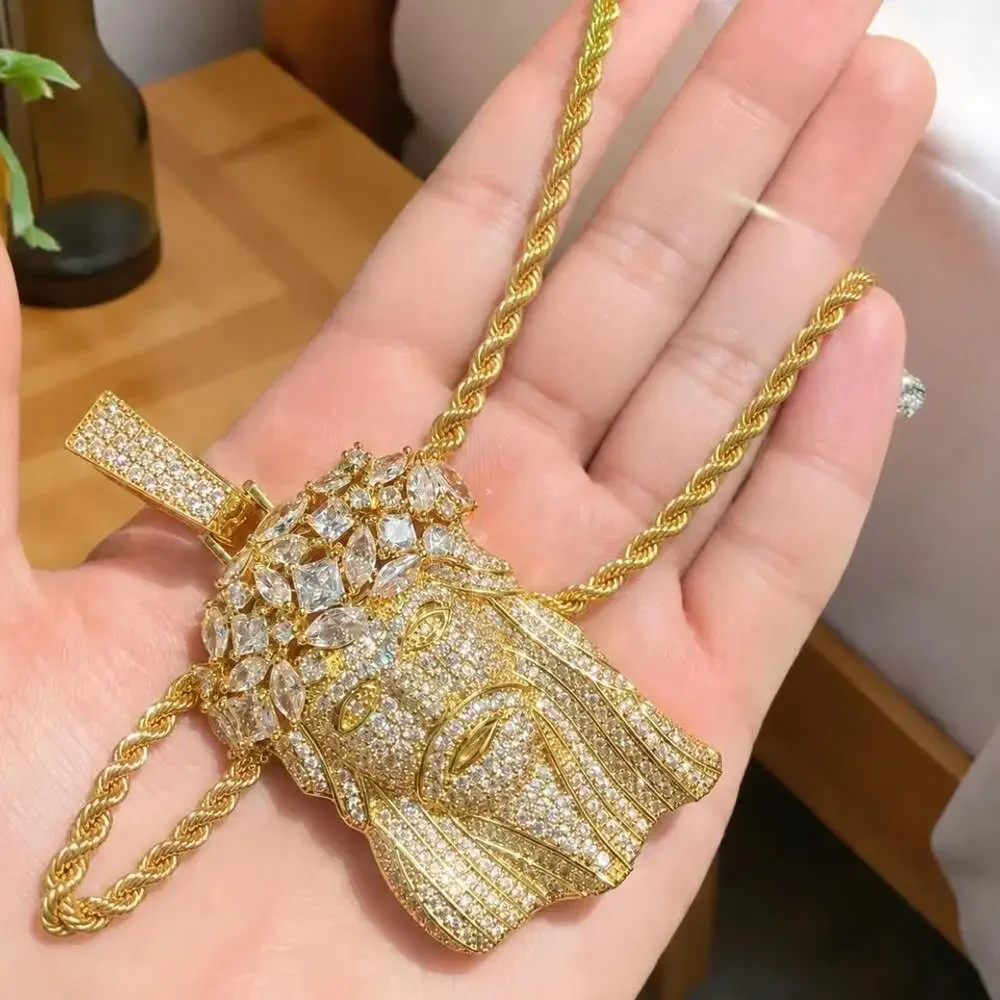 Gold Jesus Pendant With Gold rope chain 24inch